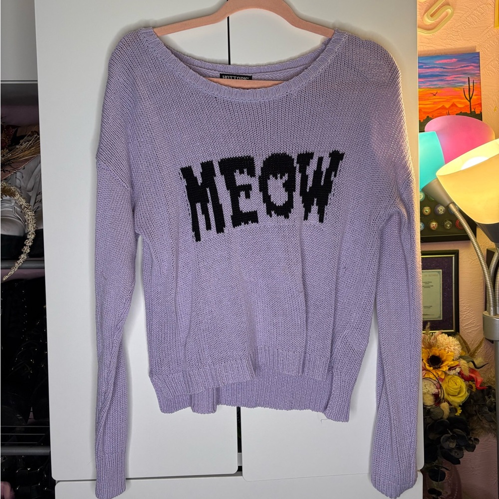 Hottopic lavender meow sweater